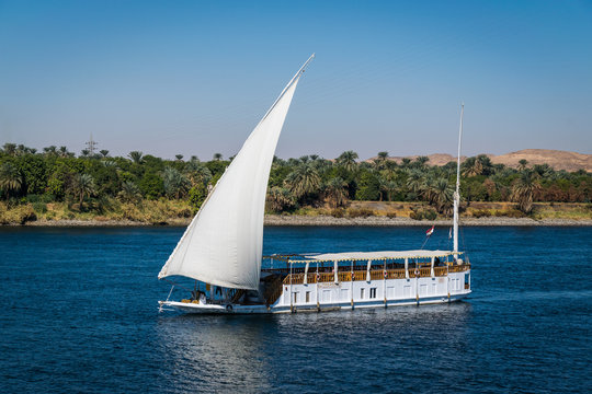 traditional boat at nile river in egyp