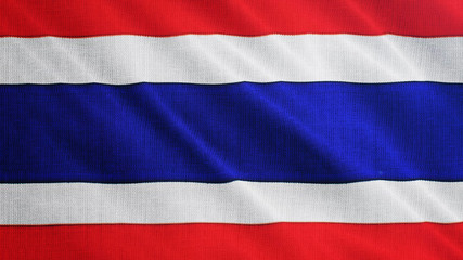 Thailand flag is waving 3D animation. Symbol of Thai national on fabric cloth 3D rendering in full perspective.