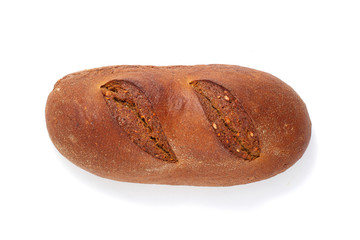 Fresh bread on white background. Beautifully sprinkled with flour.