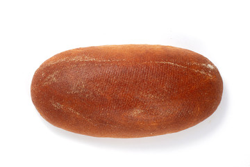 Fresh bread on white background. Beautifully sprinkled with flour.
