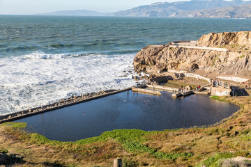 The remains of Sutro Baths in California