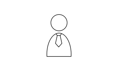 Standing businessman with a tie. Vector illustration. Minimalist lineart. Human template