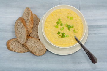 Sweet and creamy corn soup.