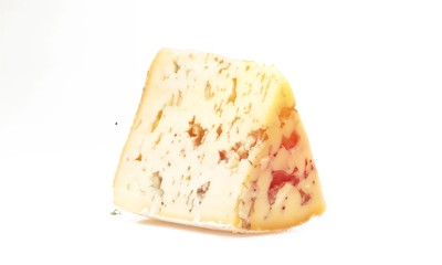 Cheese cheese piece cheese wedge isolated on white slice blue