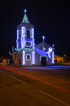 Christmas Church Lights Decoration, Boticas, Portugal.