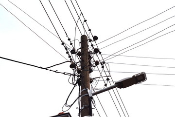 Overhead assorted cable pole. 