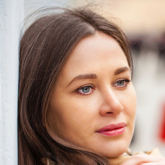 Obraz premium Portrait close up of young beautiful woman