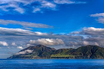 New Zealand. South coast of North Island. Outlook Hill and Cape Terawhiti (in the background on left), Tongue Point in the foreground © WitR