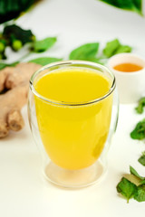 cup of tea with lemon and mint