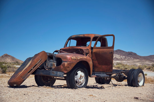 Old vintage truck in desert