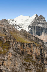 Murren mountains in Switzerland on a cloudy day
