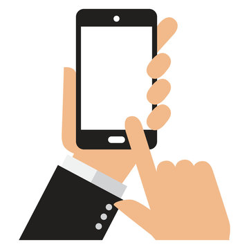 Phone in hand icon color vector