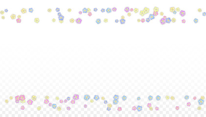 Vector Realistic Colorful Petals Falling on Transparent Background.  Spring Romantic Flowers Illustration. Flying Petals. Sakura Spa Design. Blossom Confetti. Design Elements for Wedding Decoration.
