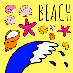 Doodle illustratiopn about things that have to do with the beach