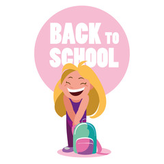 little student girl with school bag