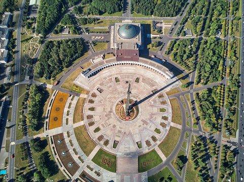 Poklonnaya Hill in Moscow, Russia, aerial drone view