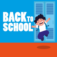 happy student boy in school hall