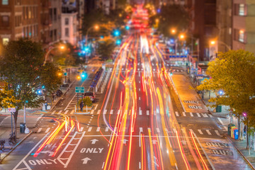 car light trails on Manhattan