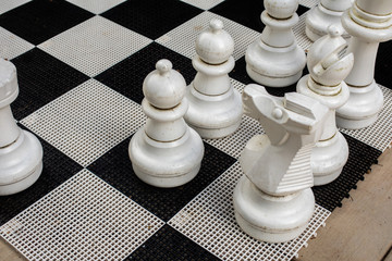 Large Chess Pieces on Chess Board