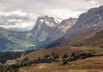 Murren mountains in Switzerland on a cloudy day