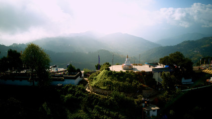 Obraz premium Ancient buddhist monastery in Himalayas Nepal from air