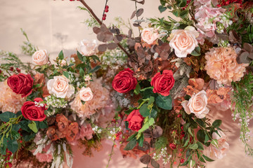 wedding backdrop with flower and wedding decoration