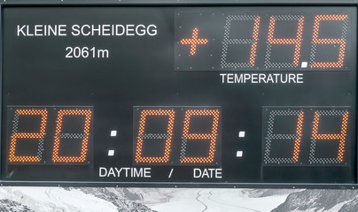 Swiss watch with hours and temperature