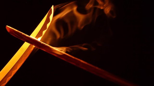 samurai sword smoke dark background nobody hd footage 