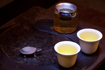 Fototapeta na wymiar green Chinese tea ceremony 