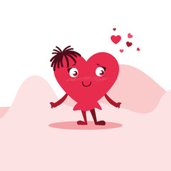 cute heart female in the desert character