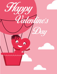 cute heart female in balloon air hot character