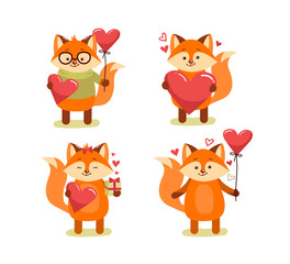 vector collection of cute cartoon lovely red fox