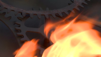 industrial fire and gears - Powered by Adobe