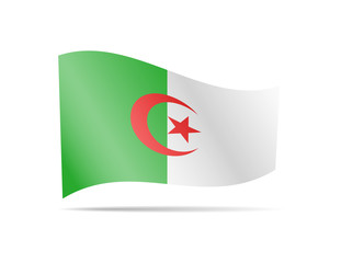 Waving Algeria flag in the wind. Flag on white background.