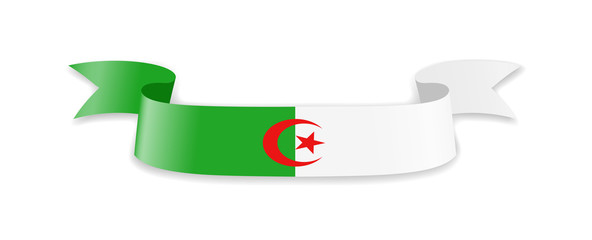 Algeria flag in the form of wave ribbon. Vector illustration.