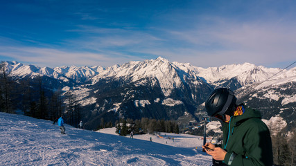 Fototapeta na wymiar skiier in the mountains