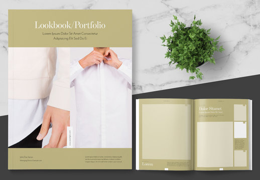 Lookbook Photo Portfolio Layout with Gold Accents