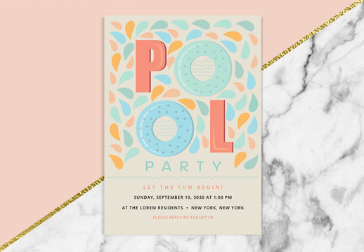 Pool Party Invitation Layout