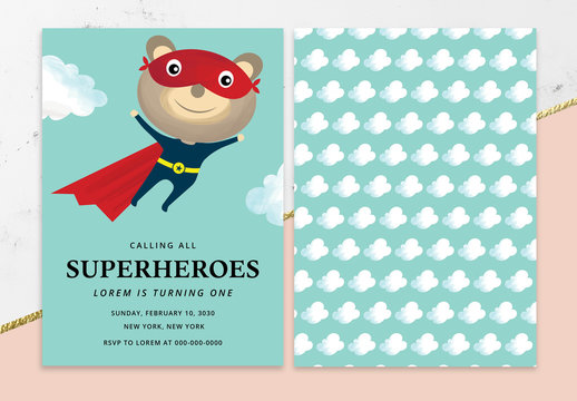 Superhero Birthday Party Invitation Layout
