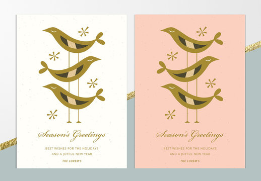 Season's Greetings Card Layout with Birds
