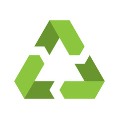 Recycling symbol. Environmental or ecological symbol. Simple flat vector icon. Green sign.