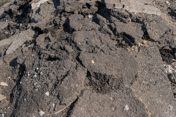 A pile of broken asphalt