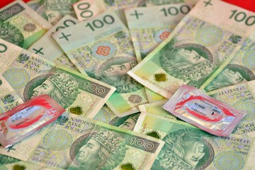  Concept of dirty money, selling love, prostitution, stripper.