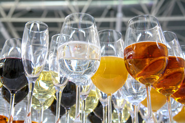 Glasses on the table in the hangar