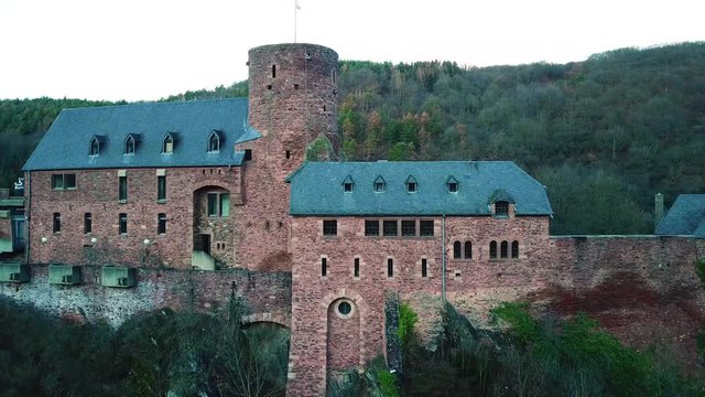 Castle on a tall mountain somewhere at Eifel  Nationalpark - Germany 2018