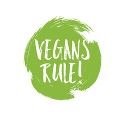 Vegans rule circular green grunge emblem badge