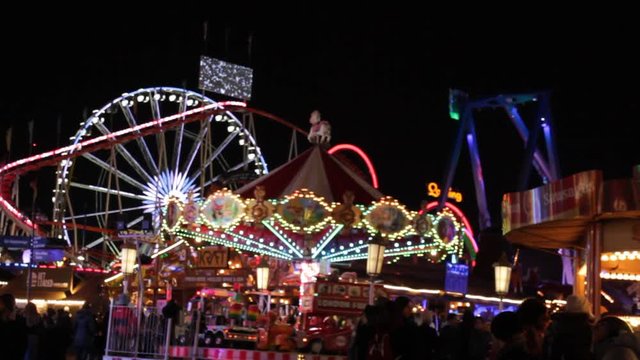 merry go round carousel fairground funfair horse ride  video footage