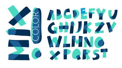 Font sent colorful mixcolor style. vector