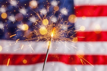 Fourth of july sparkler pyrotechnics july patriotism flag