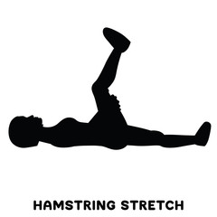 Hamstring stretch. Sport exersice. Silhouettes of woman doing exercise. Workout, training.